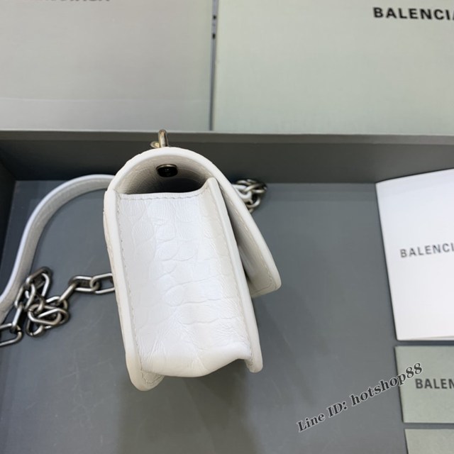 Balenciaga專櫃爆款小號鱷魚白色肩背包 巴黎世家新款Gossip bag斜挎包 fyj1326